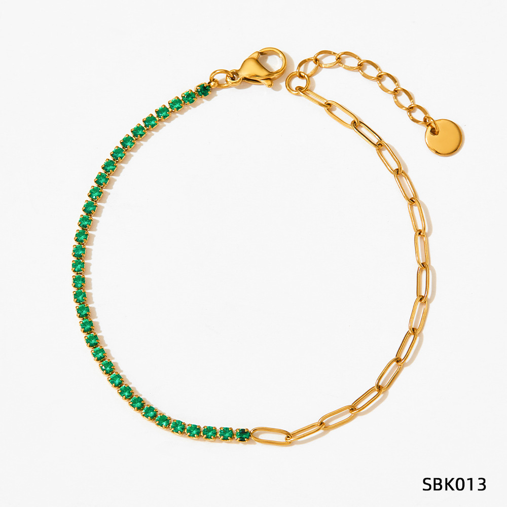 Stainless Steel Zircon Bracelet European And American PVD Vacuum Gold Plated - Image 6
