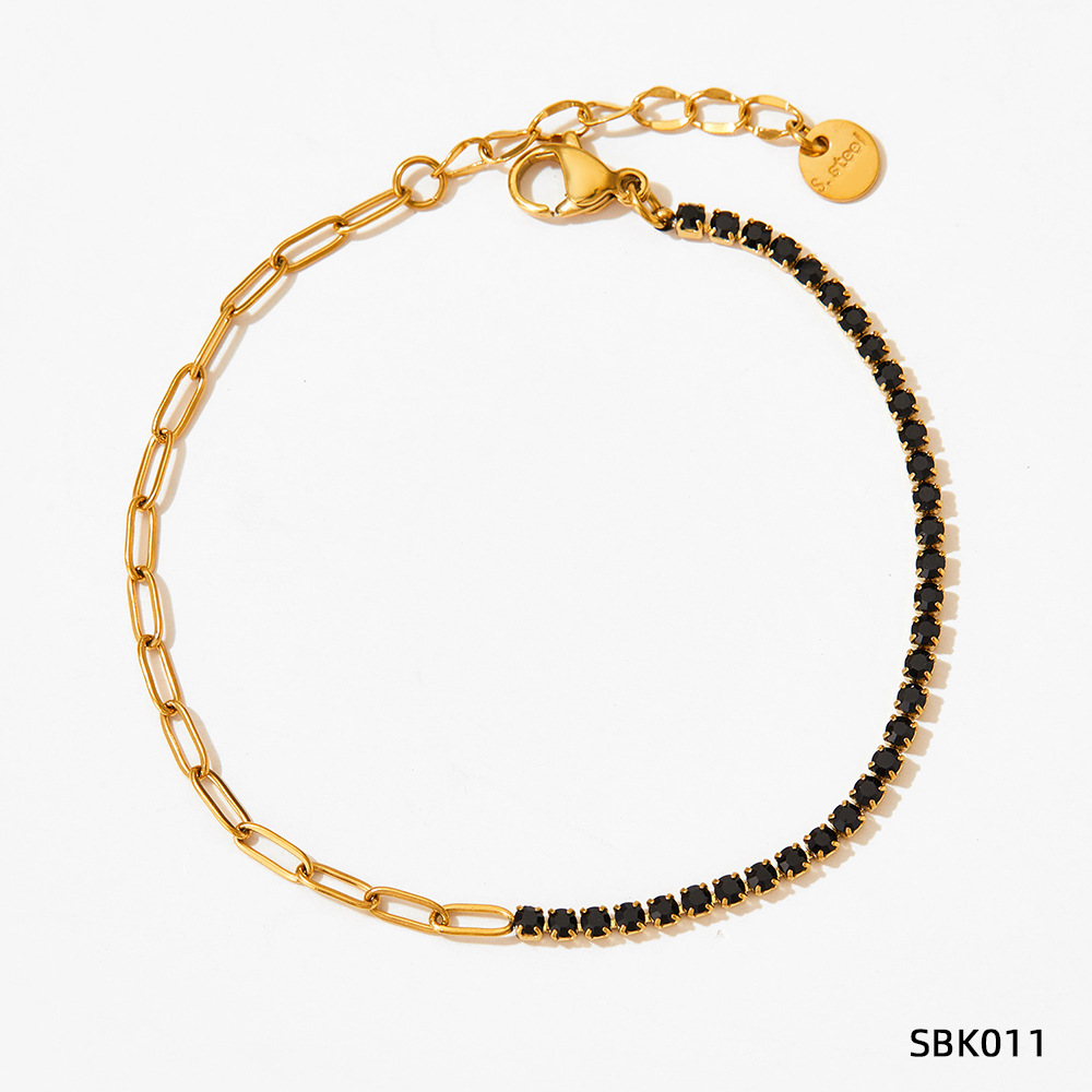 Stainless Steel Zircon Bracelet European And American PVD Vacuum Gold Plated - Image 8