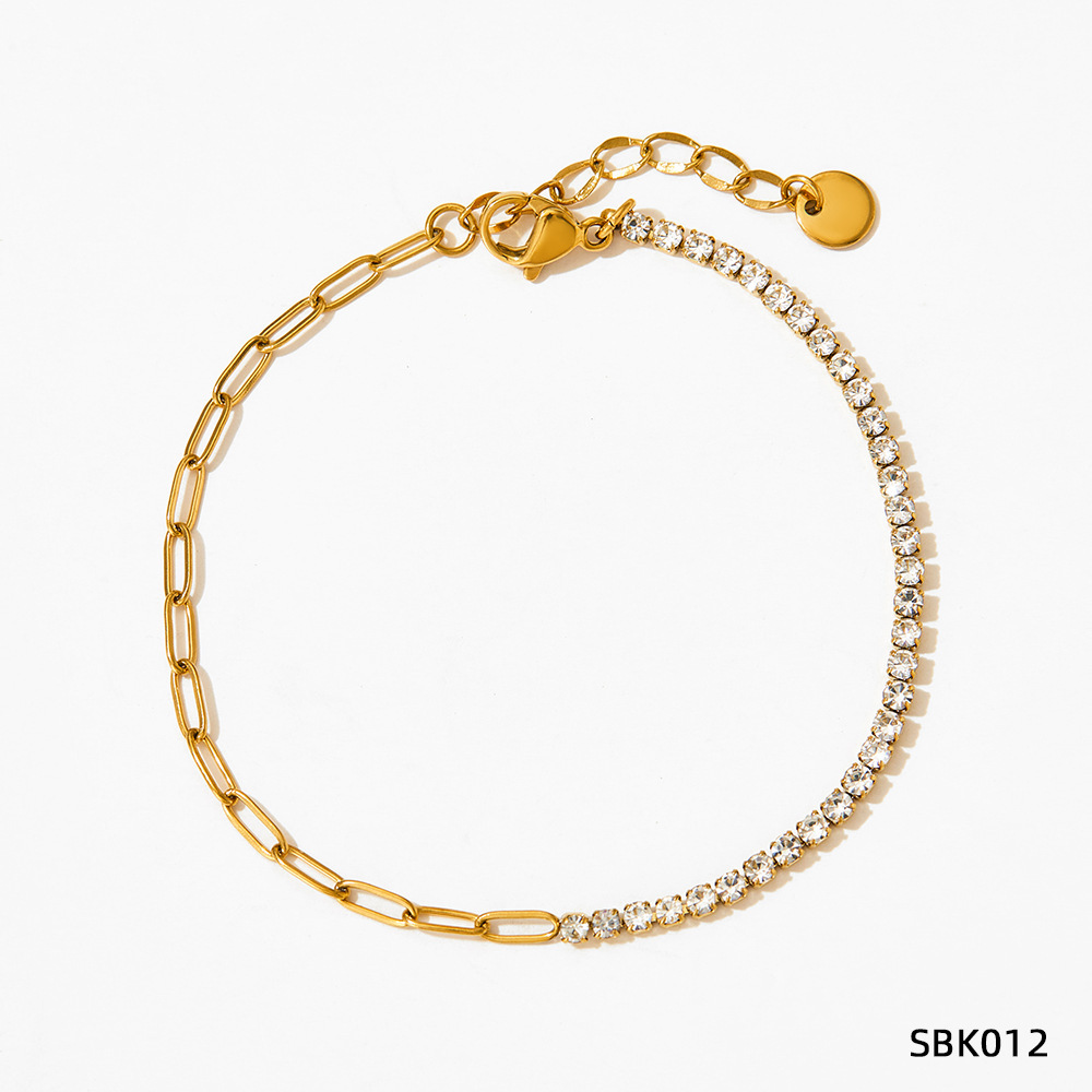 Stainless Steel Zircon Bracelet European And American PVD Vacuum Gold Plated - Image 7