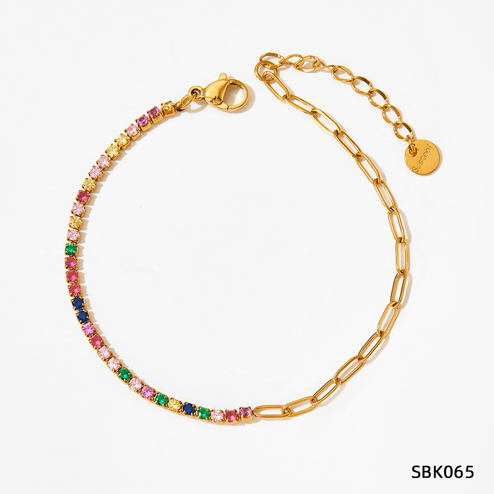 Stainless Steel Zircon Bracelet European And American PVD Vacuum Gold Plated - Image 3
