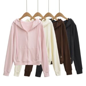 Autumn Fleece-Lined Drawstring Hoodie For Women