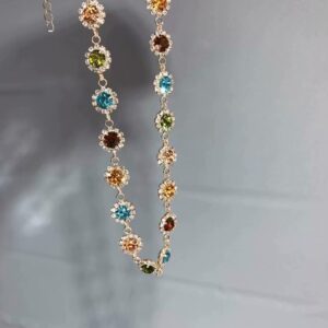 Colorful Austrian Simple And Versatile Color Diamond Necklace