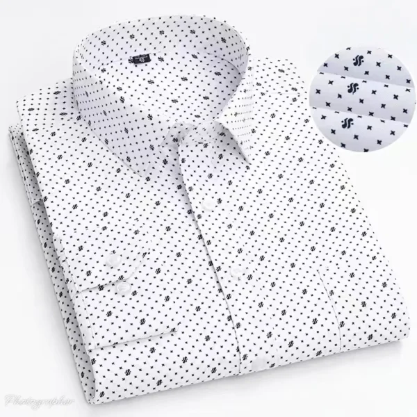 Men's long sleeve shirt, high quality casual shirt, striped print, all-season office tie-in blazer