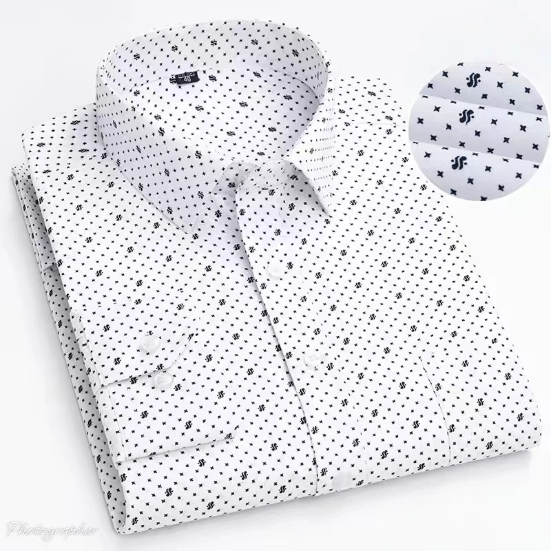 Men's long sleeve shirt, high quality casual shirt, striped print, all-season office tie-in blazer