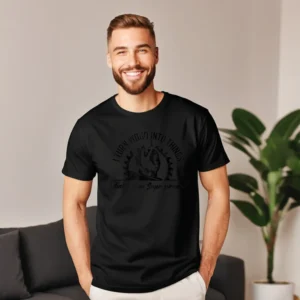 LeisureGraphic Short Sleeve Tops & Tees Christmas Funny Crewneck All Cotton Tees Women's T-Shirt I Turn Wood Into Things