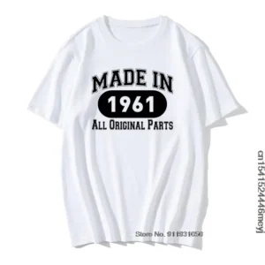 Gift Made In 1961 All Original Parts Gold Glitter Retro Print Short Sleeve Oversized T-shirt Anniversary Birthday gift T-shirt