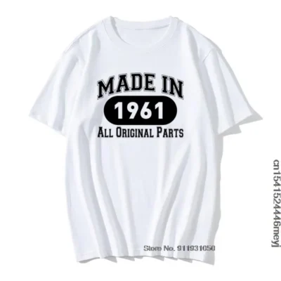 Gift Made In 1961 All Original Parts Gold Glitter Retro Print Short Sleeve Oversized T-shirt Anniversary Birthday gift T-shirt