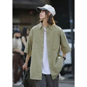 New Shirts Men Handsome Fashion Streetwear Design Summer Short-sleeved Shirt Harajuku Korean Summer All-match Teens Mens Clothes