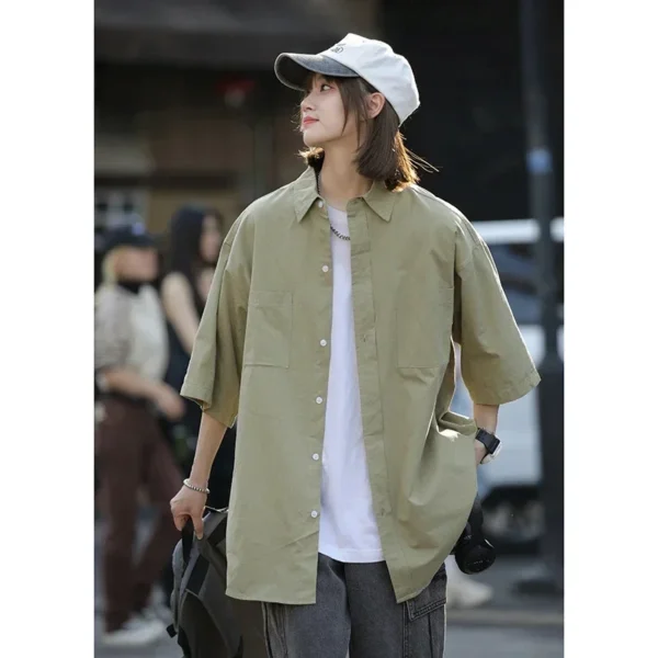 New Shirts Men Handsome Fashion Streetwear Design Summer Short-sleeved Shirt Harajuku Korean Summer All-match Teens Mens Clothes