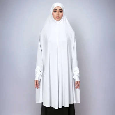 Eid Hijab Women Muslim Prayer Hijabs Full Cover Khimar with Sleeve Ethnic Scarf Islam Turban Ramadan Headscarf Dubai Turban