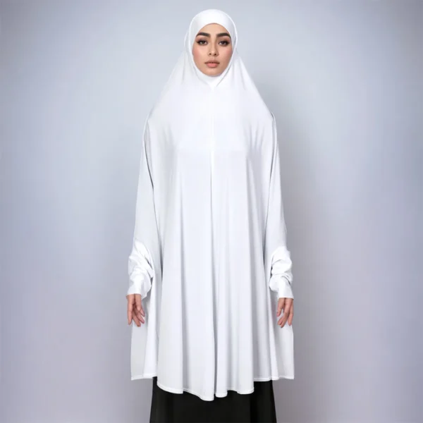 Eid Hijab Women Muslim Prayer Hijabs Full Cover Khimar with Sleeve Ethnic Scarf Islam Turban Ramadan Headscarf Dubai Turban