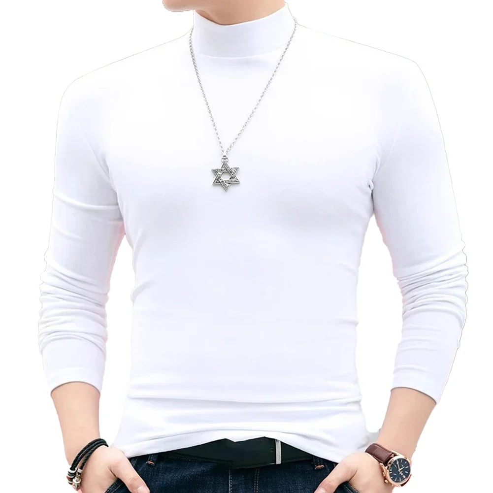 Dark Gray Mens Half Turtleneck Solid Pattern Underwear Tops Polyester Fabric Regular Length Suitable For All Seasons - Image 4
