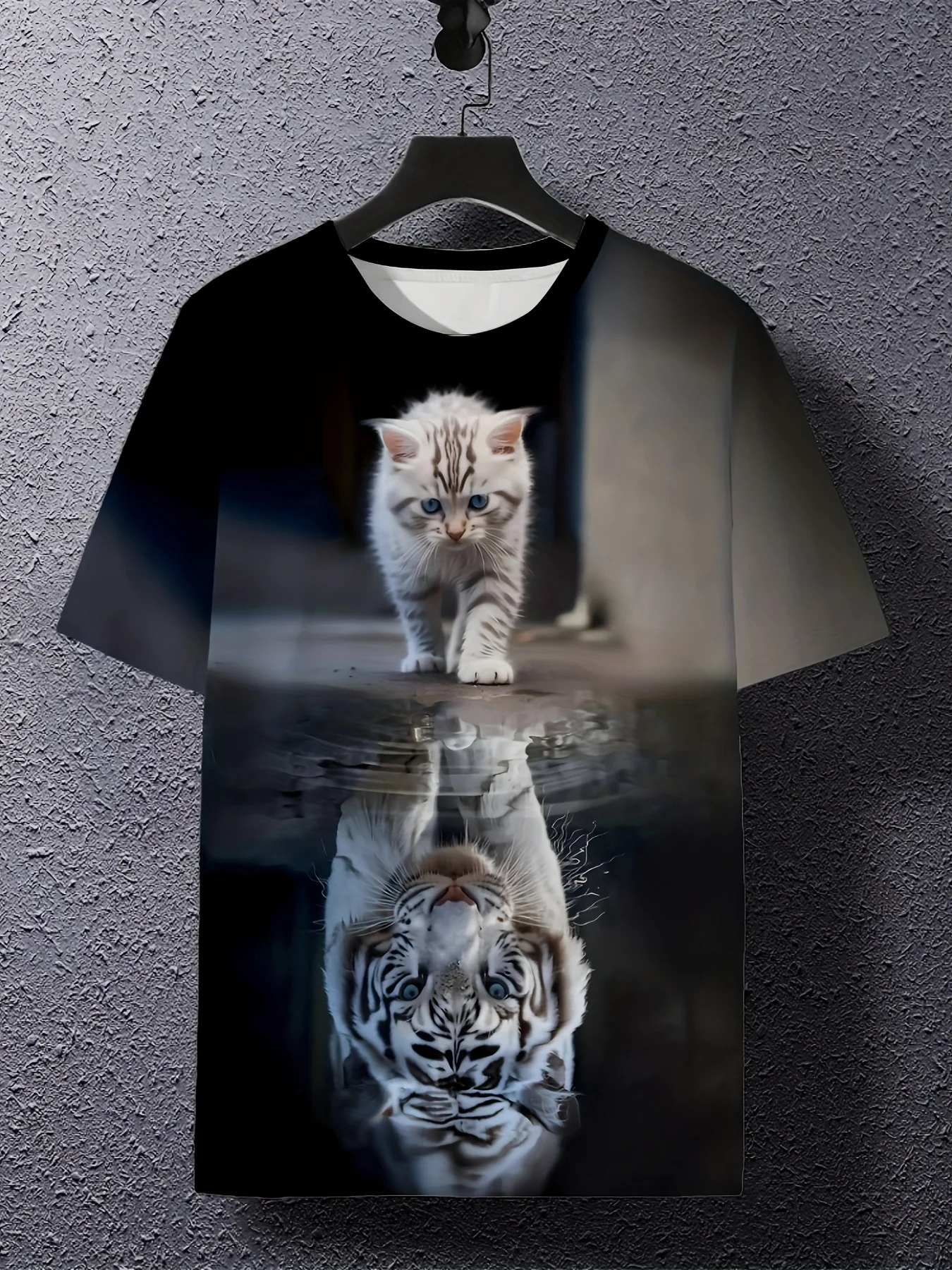Men's 3D Animal Print T-Shirt,Polyester Crew Neck Short Sleeve Tee,Casual Sports Style,All-Season Knit Fabric Top
