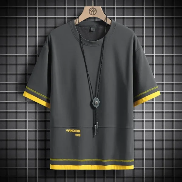 Hip Hop Streetwear Men's Summer Classic Short Sleeve T-shirt Fashion Loose Casual Japanese Style All-match O-neck Tops Male