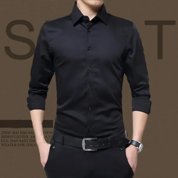 Spring Summer Social Men's Shirt Long Sleeve Business Casual Pure Shirt All Match Business Formal Men Casual Button Shirt Top