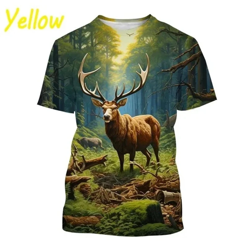 Hunting Camouflage 3D All Over Printed Summer Tops Men Women Elk Moose Deer Oversized Short Sleeve T Shirt Cool Clothing Tops - Image 2