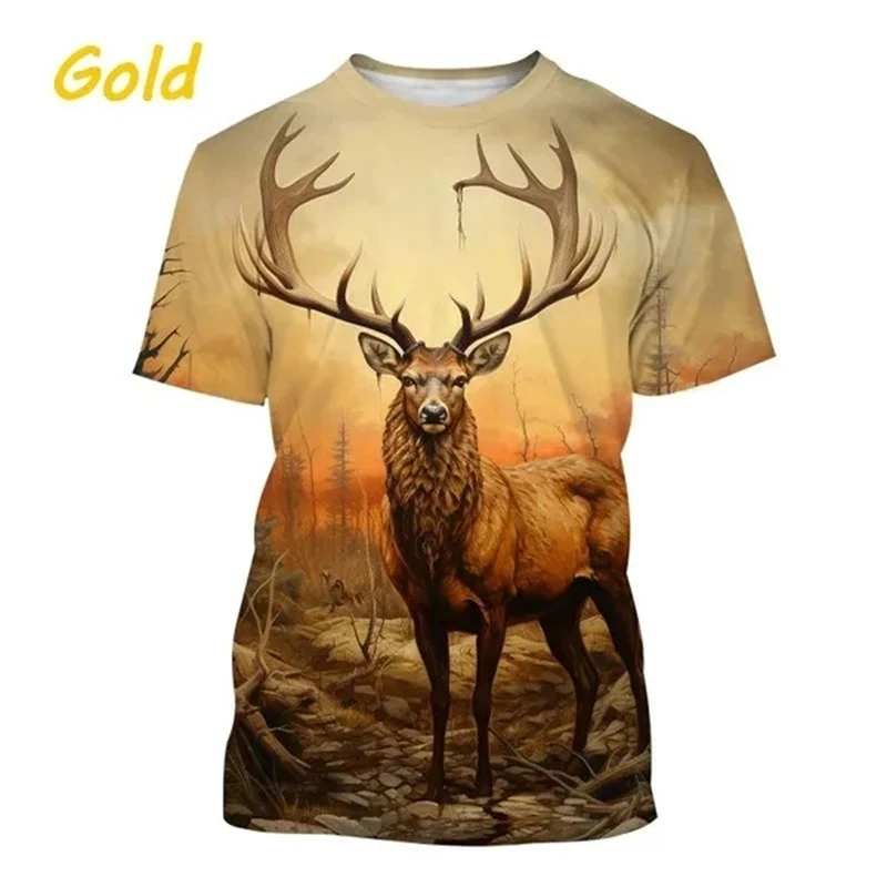 Hunting Camouflage 3D All Over Printed Summer Tops Men Women Elk Moose Deer Oversized Short Sleeve T Shirt Cool Clothing Tops - Image 3